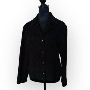 Fashion Bug Vintage 80s Women's Black Chenille Boucle Fabric Jacket, Blazer Sz L